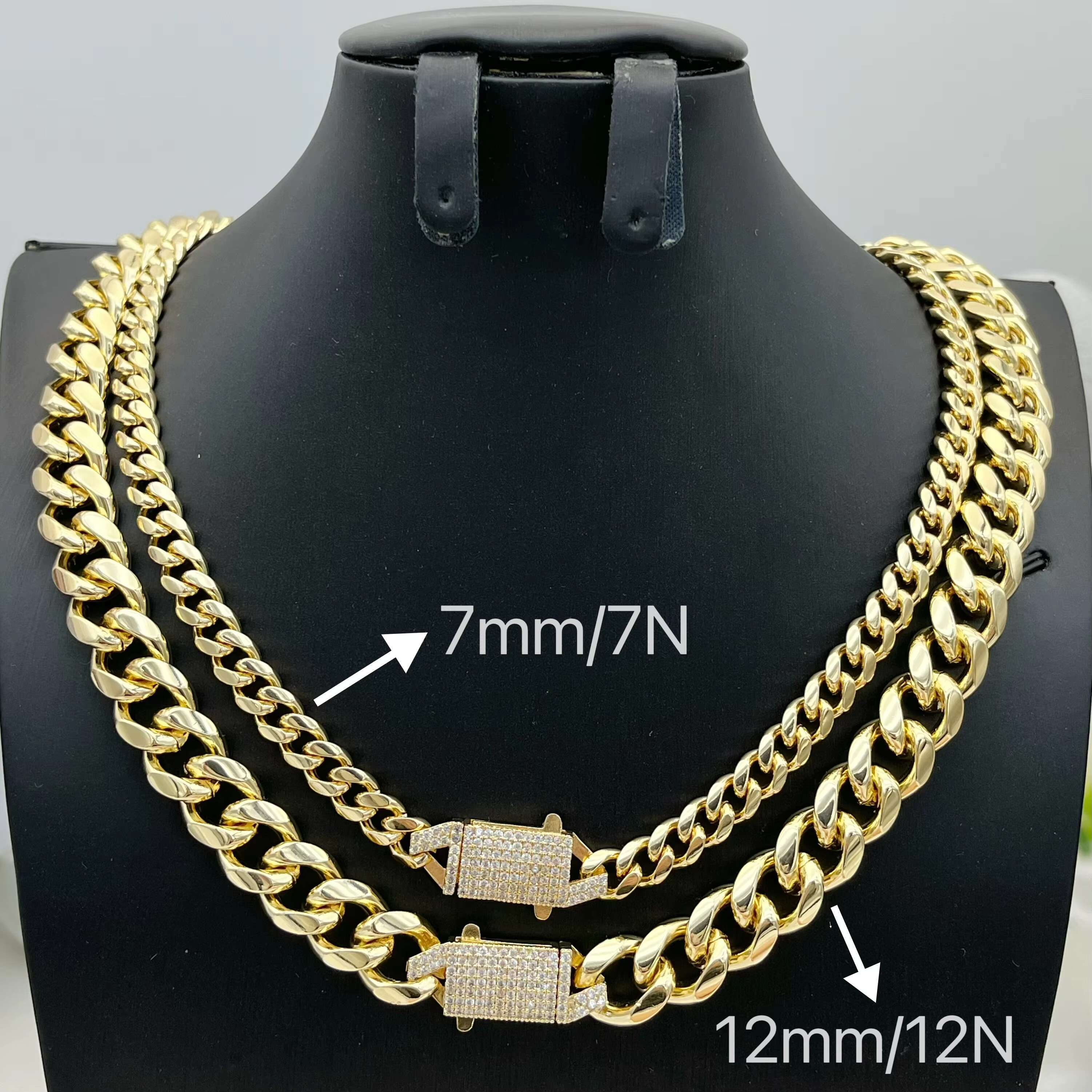 JML Factory Direct Sale Fashion Oro Laminado Jewelry Accessories Cuban Necklace 14k Gold Laminated Link Chain Diamond Necklace