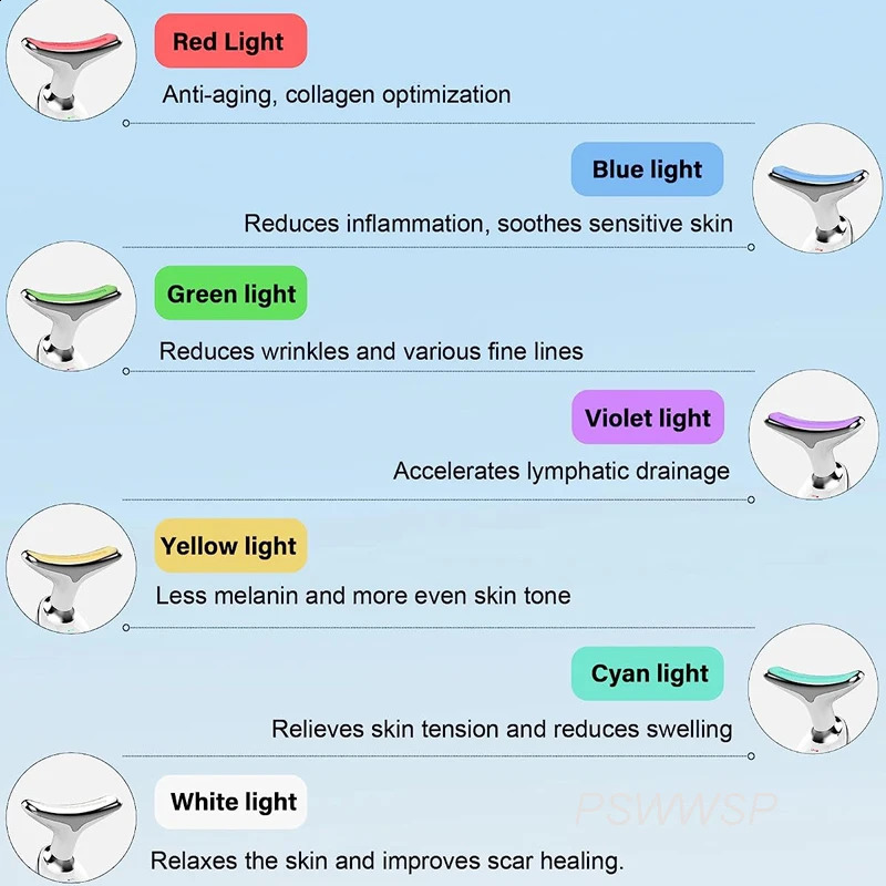 EMS Neck Facial Massager Lift Seven Colours LED Pon Vibration Face Beautify Anti Wrinkles Skin Care Device 250418