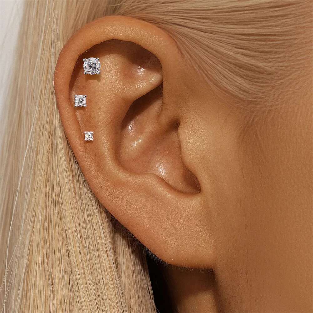 Aide Mini 2/3/4Mm Moissanite For Women Sterling Sier Earring INS Trend Wedding Ear Studs Jewelry Brincos De Pratas