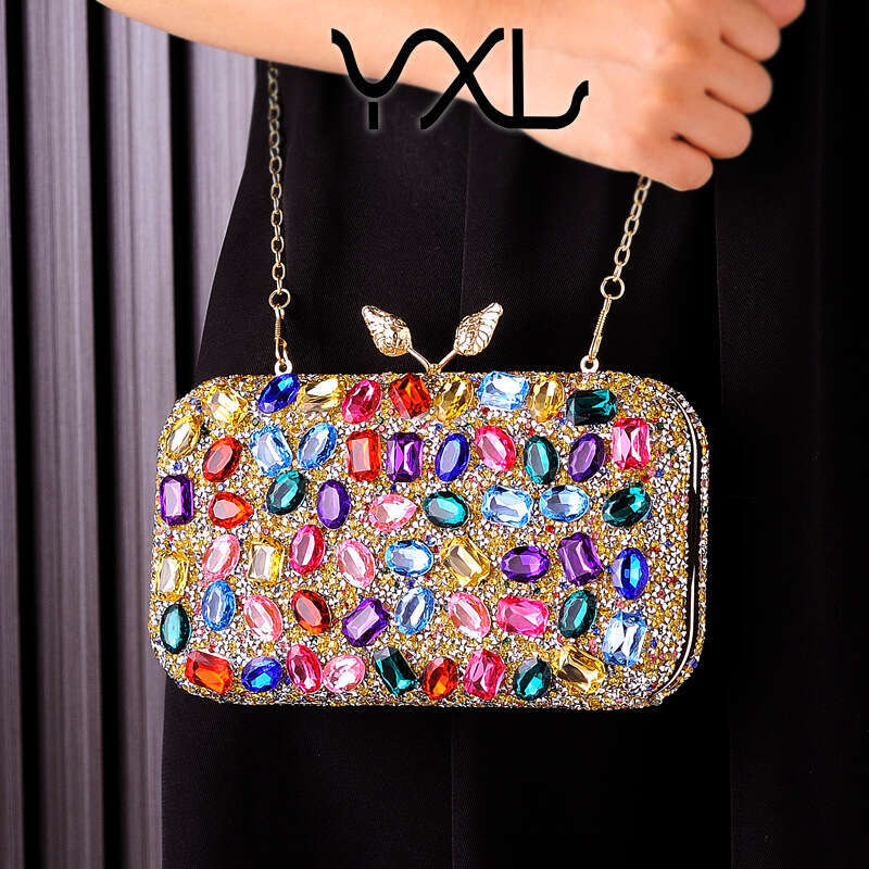 Dinner Bag Strict Selection Of Inlaid Banquet Colored Resin Dress Popular Evening High End Water Diamond Bags Party Bags KQ