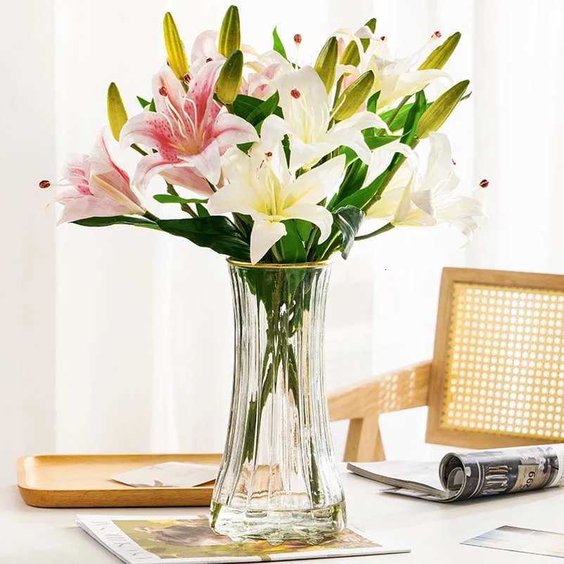 Gold Transparent Glass Vase Living Room Flower Decoration Creative Water Vase Light Luxury C251124