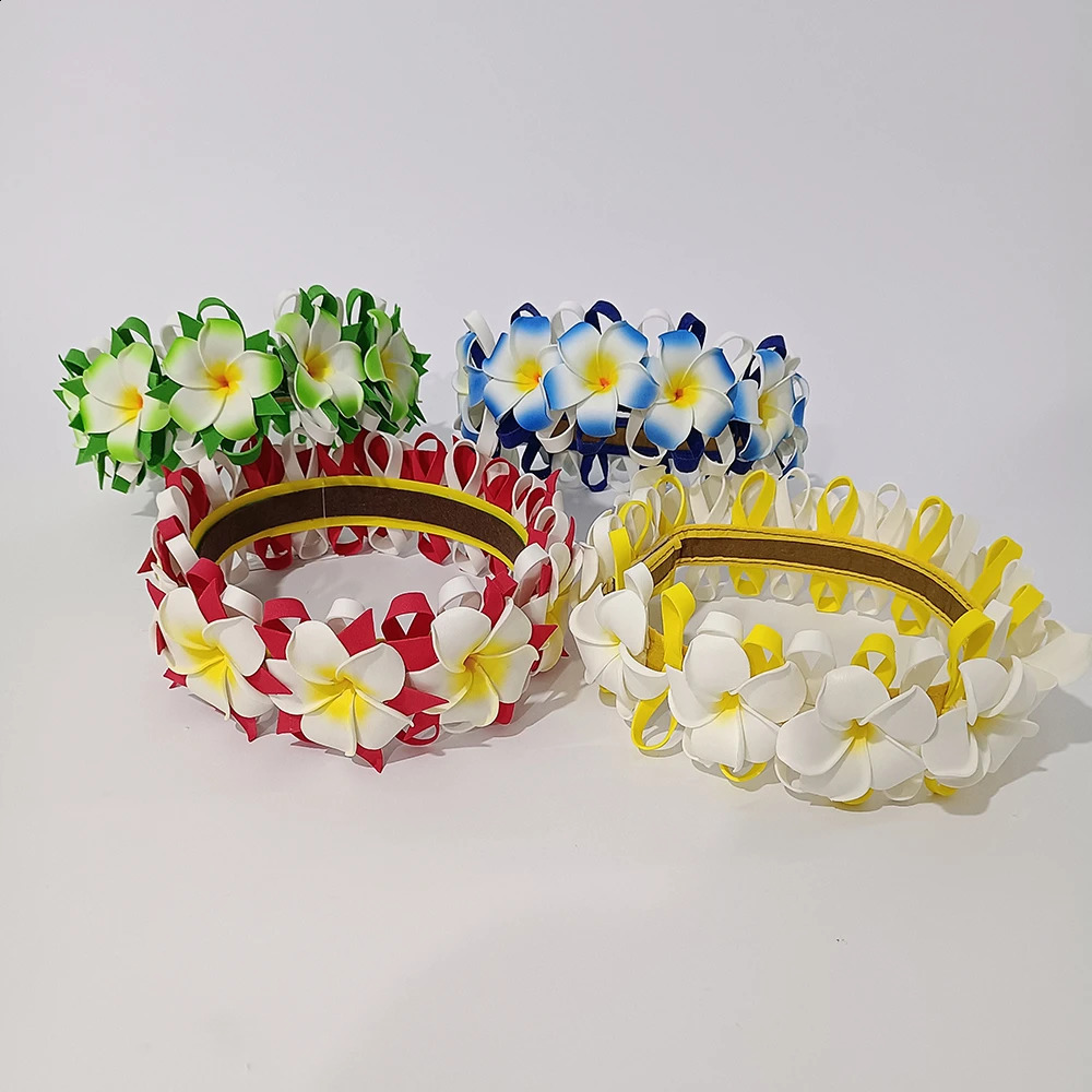 2025 Styles 64CM Artificial EVA Foam Plumeria Haku Leis Hawaii Styles Headband Hula Dance Hair Accessories 250420