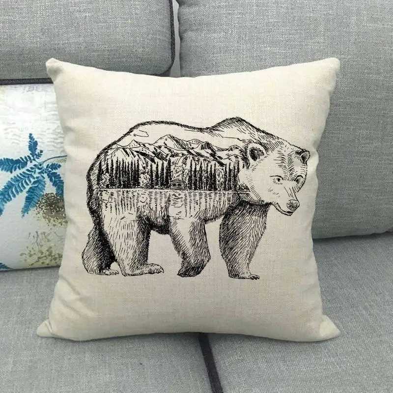 Black and White Animal Scene Series Digital printing short plush pillow covers for car sofa office cushion cover home goods G251124