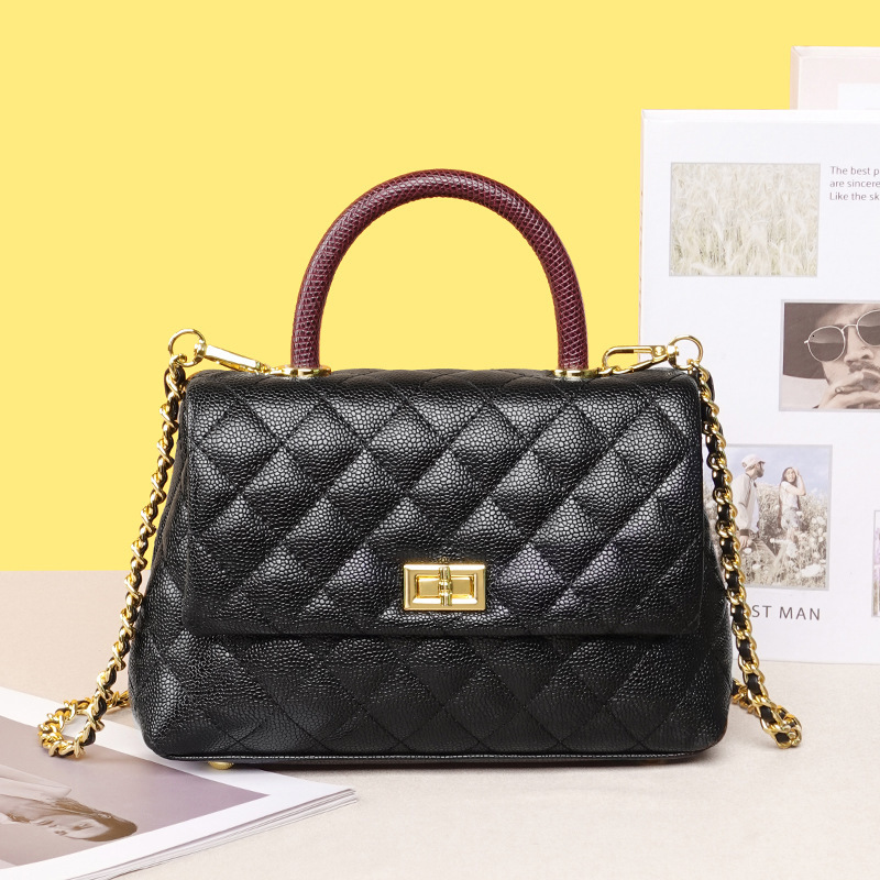 Xiaoxiangfeng Diamond Grid Caviar Handbag With High End Feel Light Luxury Bag Chain Women S Commuting Versatile Single Shoulder Crossbody Bag Tote Bag