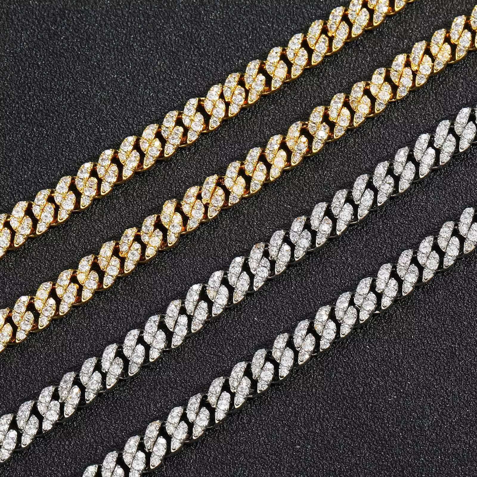 BES 6MM Hip Hop Bracelet Cuban Chain Spring Buckle Single Row Zircon Cuban Bracelet for Men Jewelry