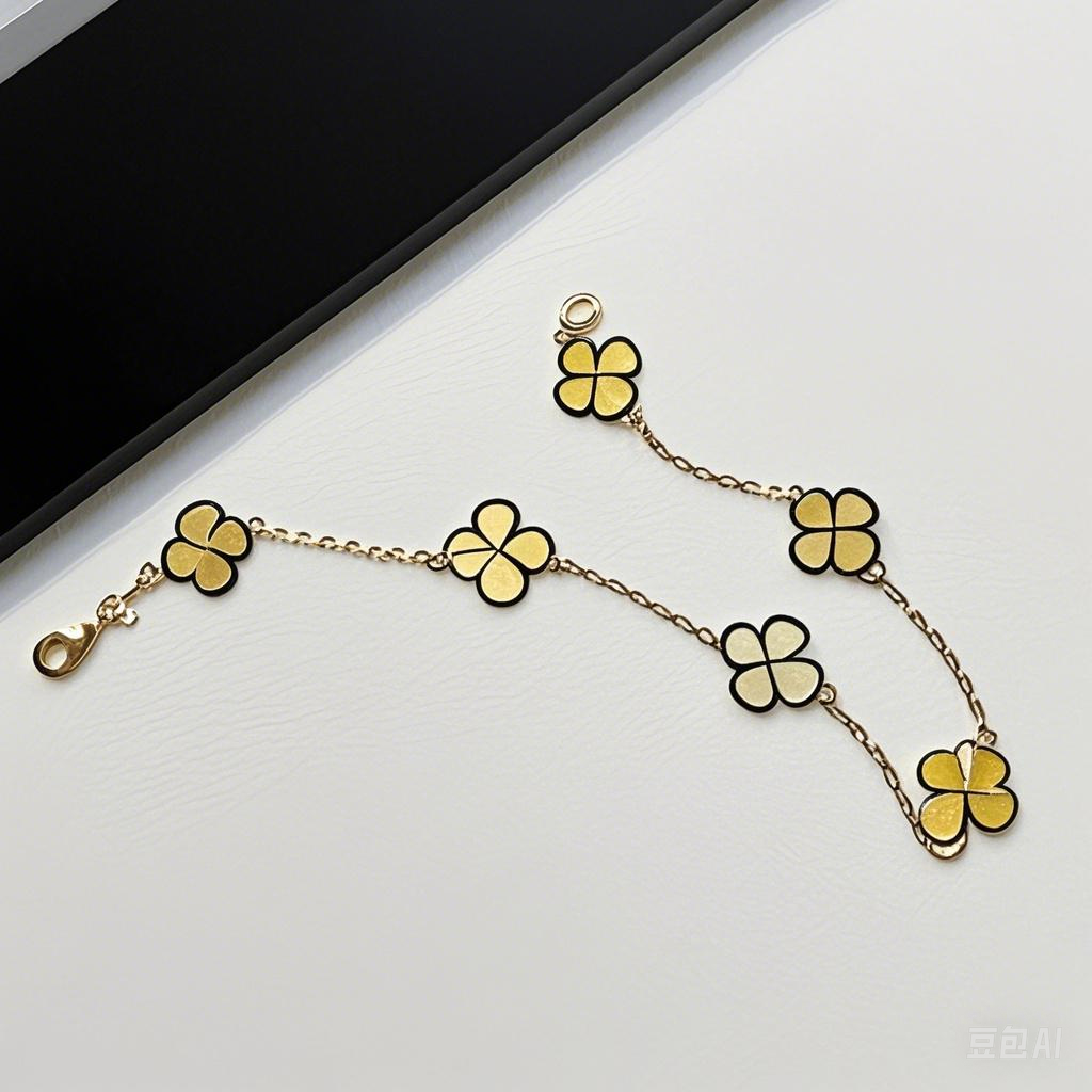 Bracelet à six perles de trèfle en V délicat - accessoire de bijoux en or élégant