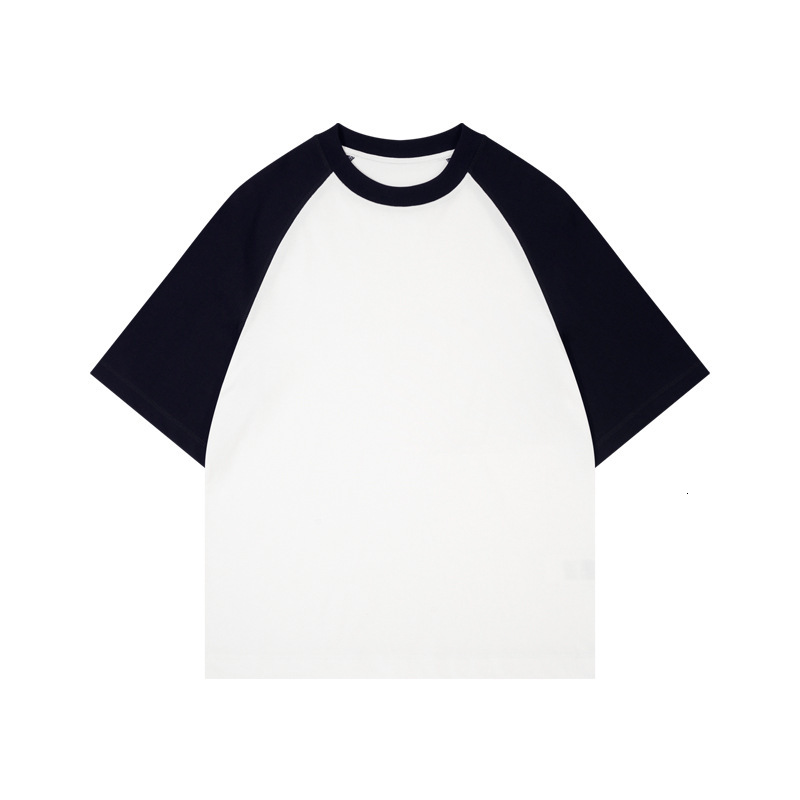 Pure Cotton 300G Raglan Sleeves T-Shirt With Youthful Contrasting Color Round Neck Top, Loose And Casual Short Sleeved Men's Summer