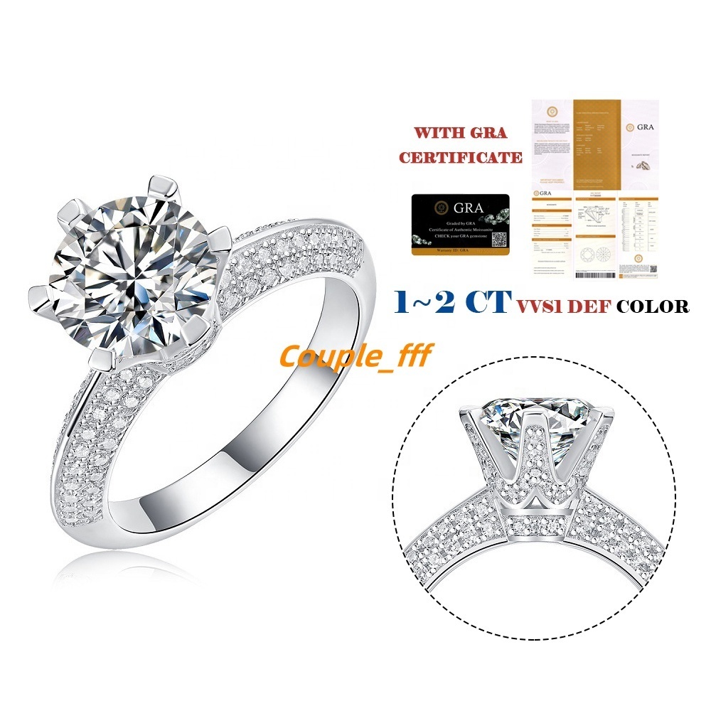 Fine Jewelry 1.0CT VVS Moissanite Diamond Ring GRA Certificate 925 Sterling Silver Anniversary Gift Women Wedding Ring