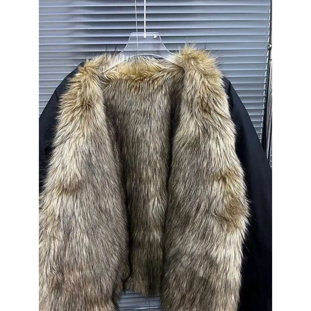 LGRQ Solid Patchwork Faux Fur Liner Looes Winter Coat Women High Quality Street Wear Casual Parkas Female Fashion Parka19z1895
