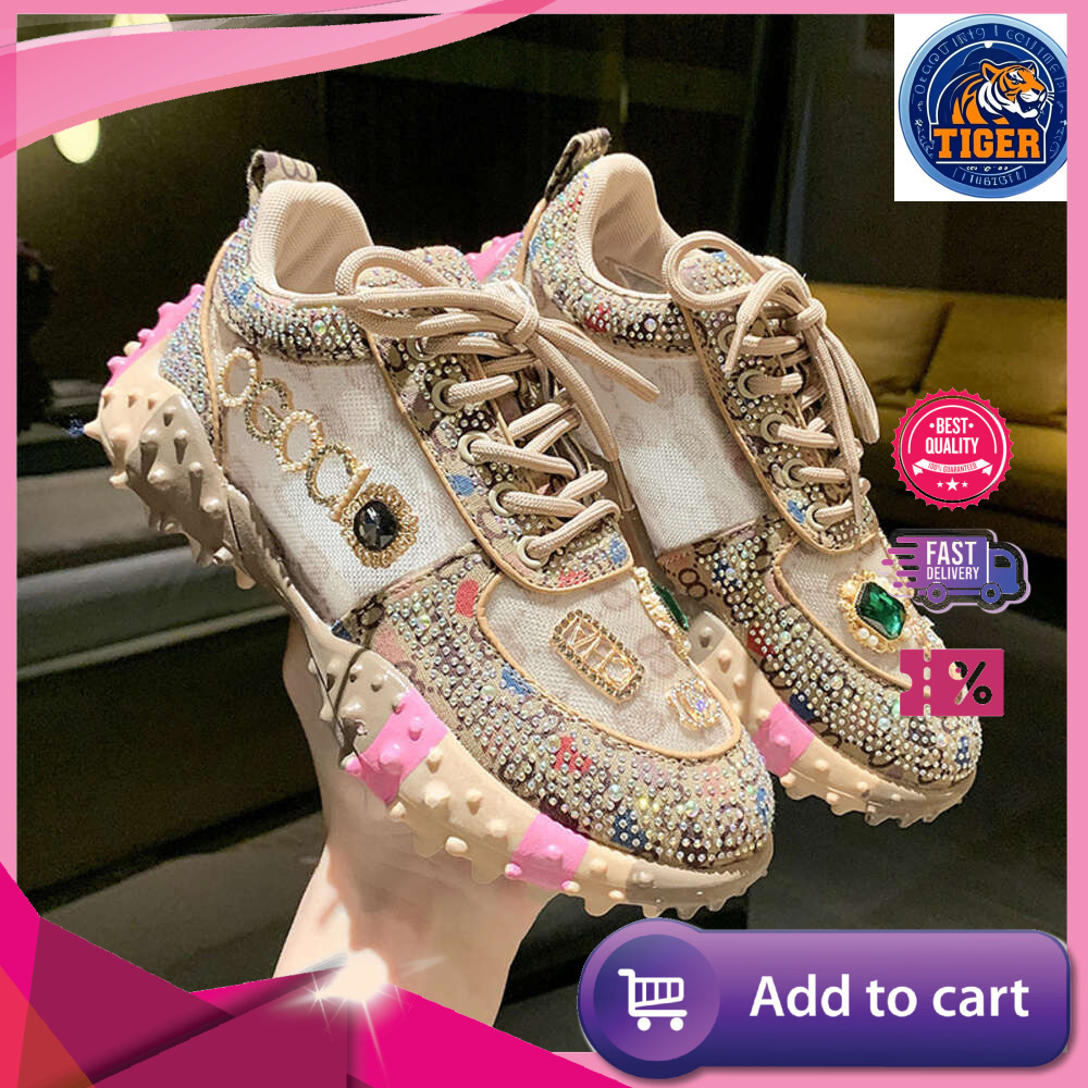 Ddmytiger Lace Summer Winter Females Low Cut Durian Women New Flat Sole Single Shoe With Diamond Inlay Dad For S Casual Sports Shoes Synonyms Wear Out