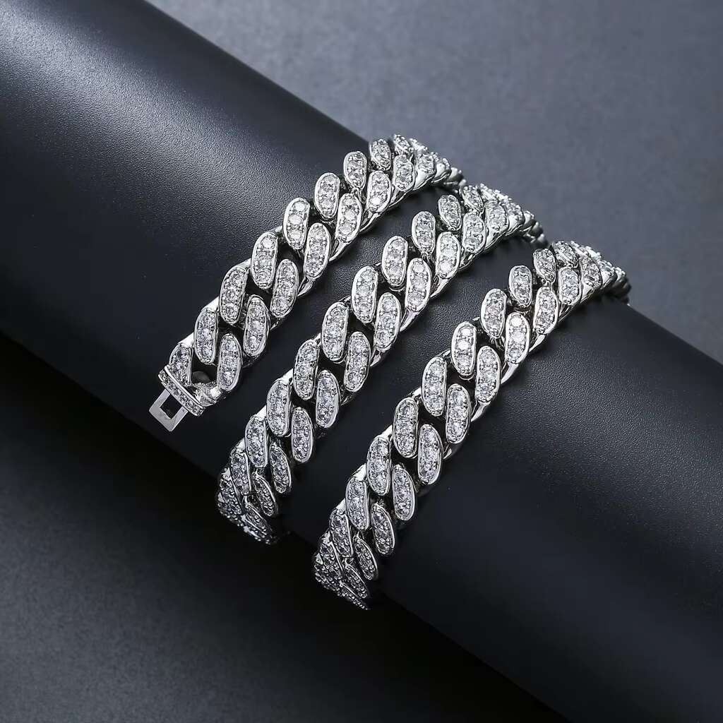 Custom 13mm Micro Paved Zircon Diamond Miami Hip Hop Iced Out Men Gold Plated Rapper Jewelry Cuban Chain Necklace