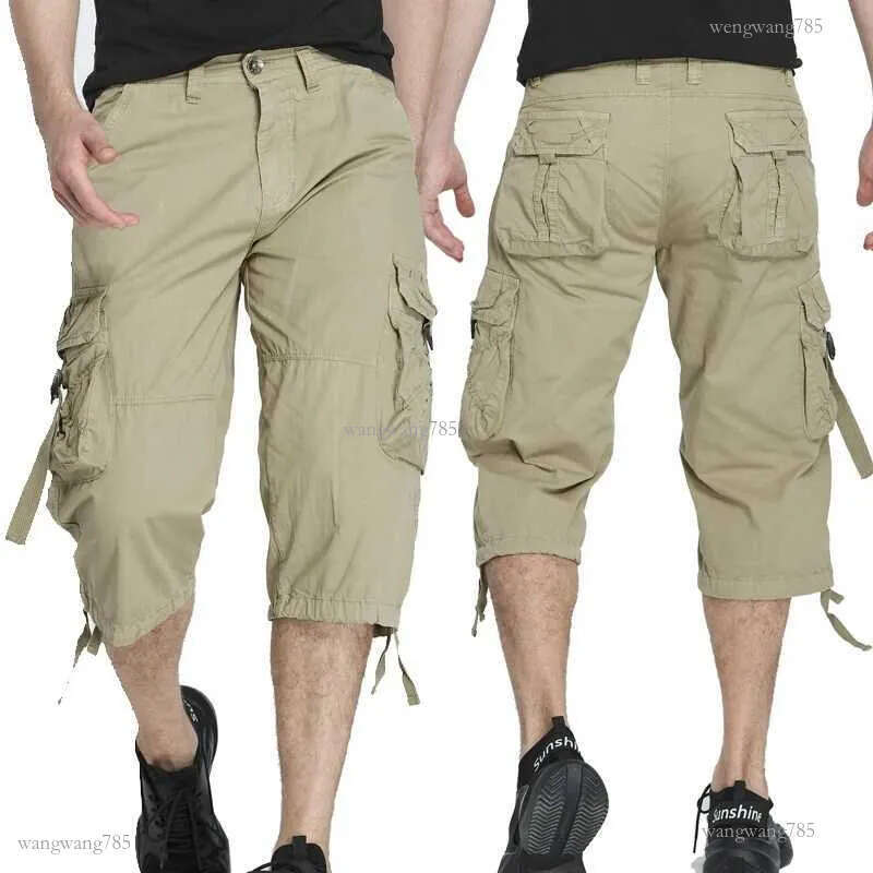 New style Cotton Below Knee Length 3/4 Long Shorts Mens Tactical Capri Pants Multi Pocket Summer Twill Work Cargo Pants Man W250621