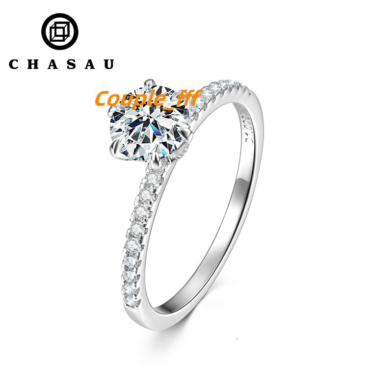 GRA Certificate 925 Silver Sparkle Real 1CT Moissanite 6.5mm D VVS1 Diamond Wedding Rings for Women