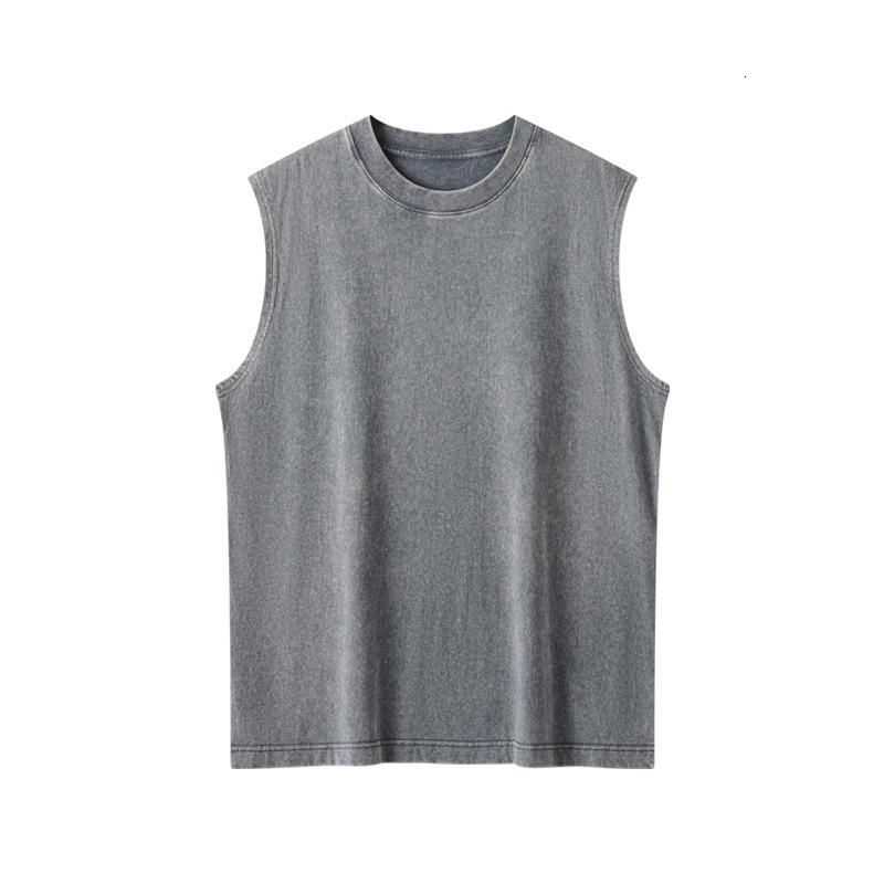 Vintage Sleeveless Vest 230G Pure Cotton Loose Fit Men's Refreshing And Breathable Camisole Casual Top Summer luanyun