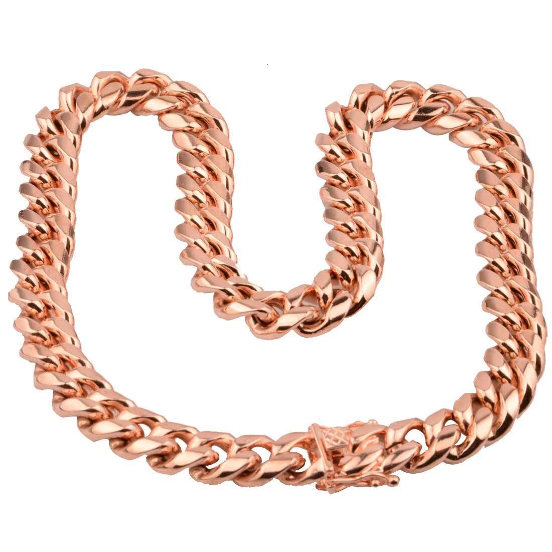 Wholesale Stainless Steel Mens Cuban Link Chain Necklace 14k Rose Gold Thick Miami Cuban Chain