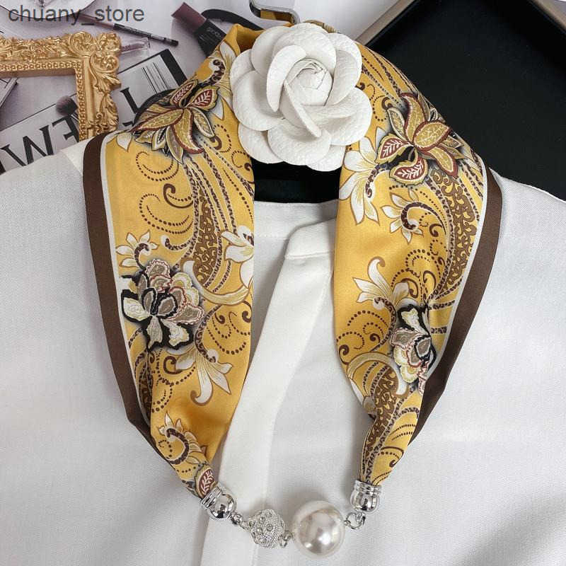 Magnetic buckle scarf for women in summer thin headband neck covering magnetic suction buckle neck decoration small strip neck protection belt narrow 