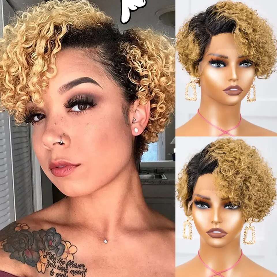 Black Pearl Pixie Wig Short Bob Curly Human Hair For Women 13X6x1 Lace Front Wigs Pelucas De Cabello 100 Humano