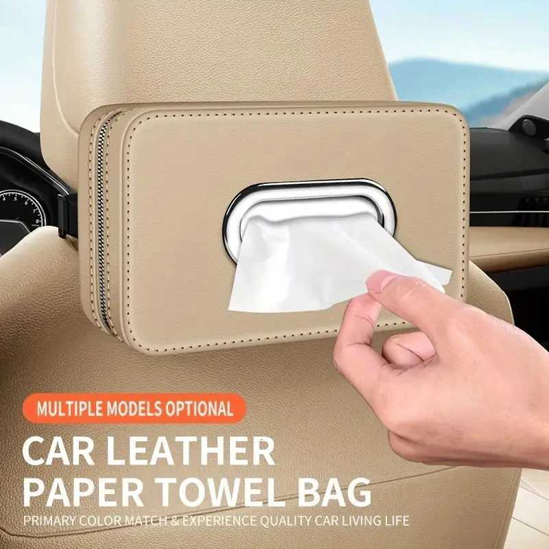Car Leather Tissue Box With A Simple And High-End Feel Car Seat Back Armrest Box Multi-Functional Hanging Tissue Storage BoxM251124