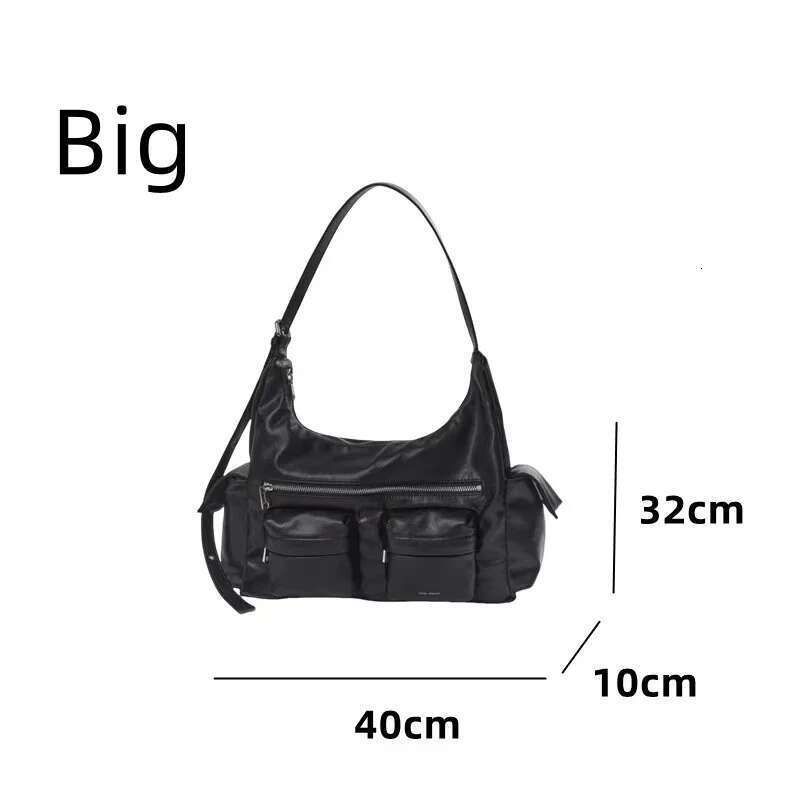 Double Pockets Korean Designer Handbags PU Leather Fashion Shoulder Two Sized Underarm Purses Chic Crossbody Bags For Women