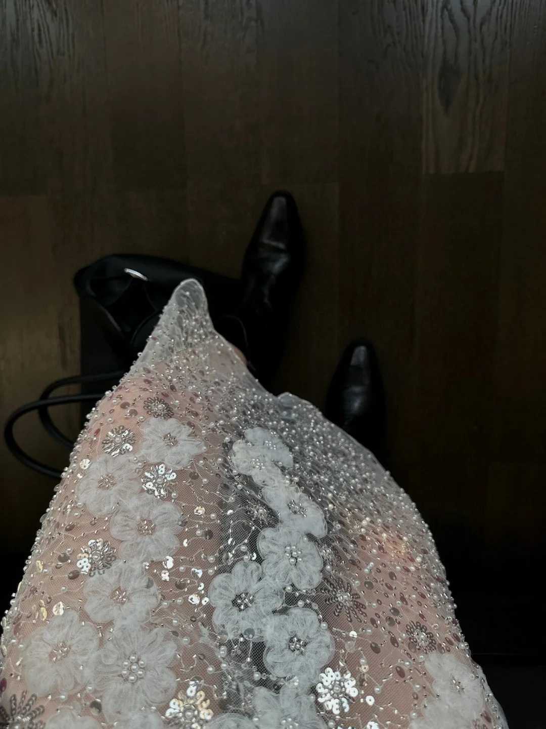 Unique white lace bead sequins high waisted skin feminine trend M250424