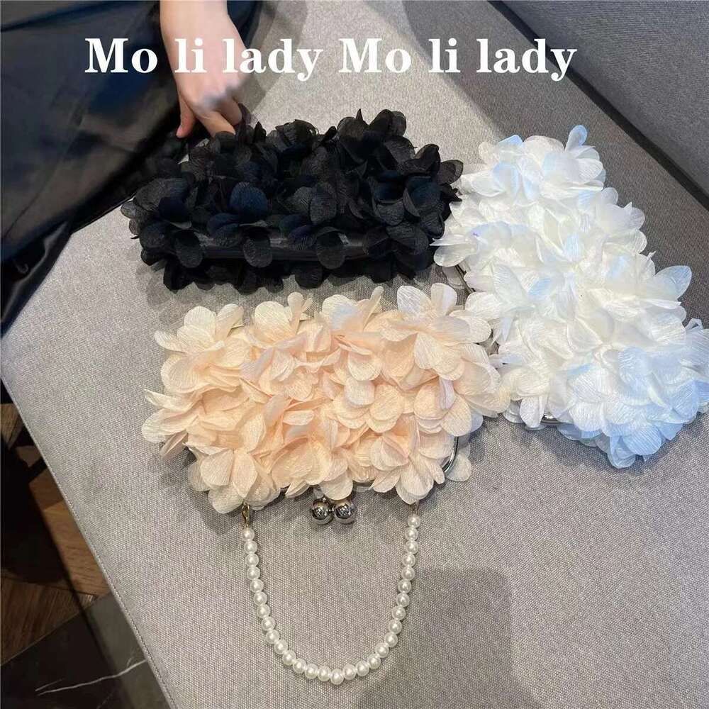 Designer Bag 2025 High Quality Design Satin Floral Evening Pearl Beaded Fashion Women Handbag Wedding Party Clutch Purse Crossbody Bag Luxury Bag