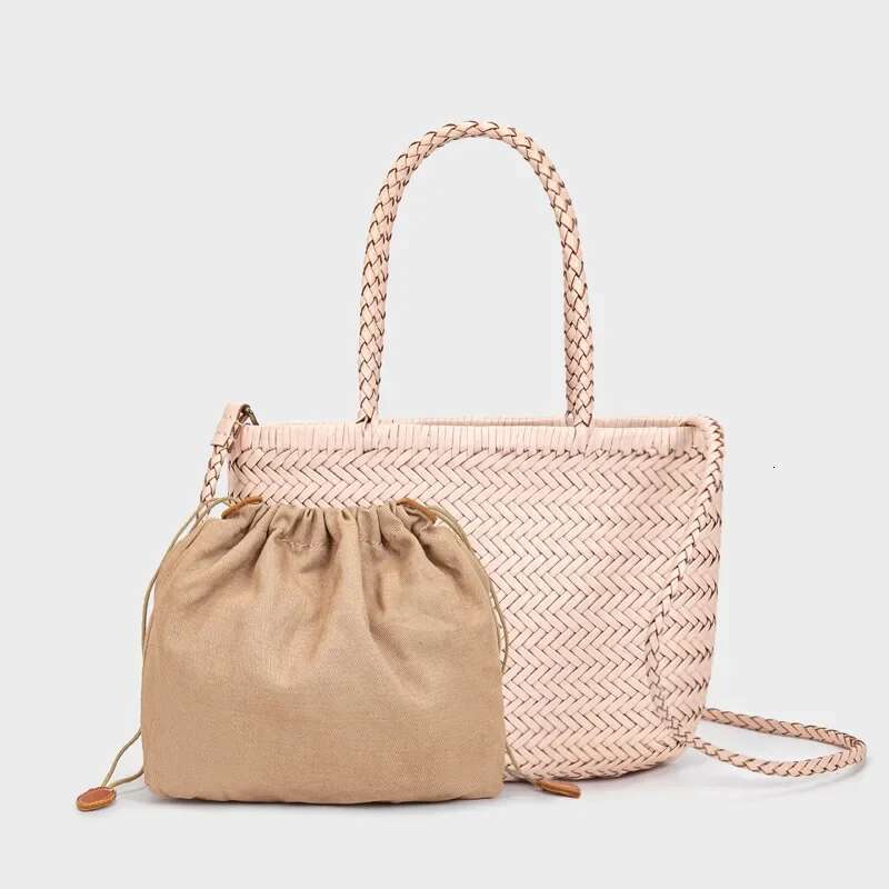 2025 Spring New Crossbody Dragon French Style Woven Basket Genuine Leather Shoulder Bag Women's Fashion