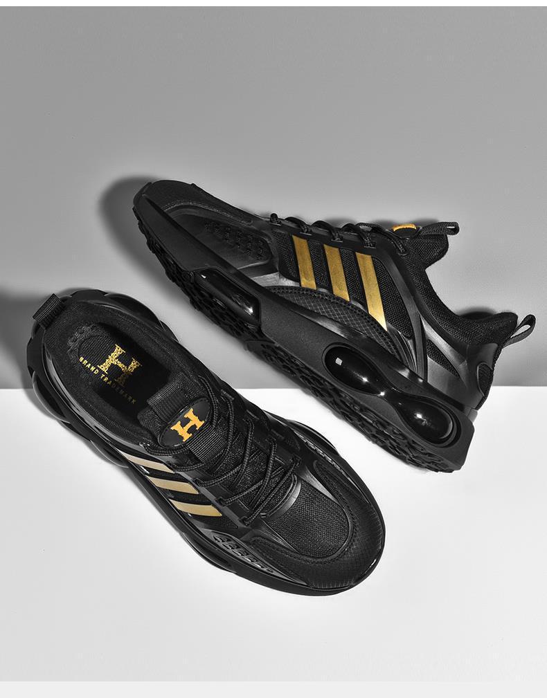 Free Shipping 2025 Spring Summer Trend Men Shoes Casual Running Sneakers Black White Gold Height Increasing Thick Sole