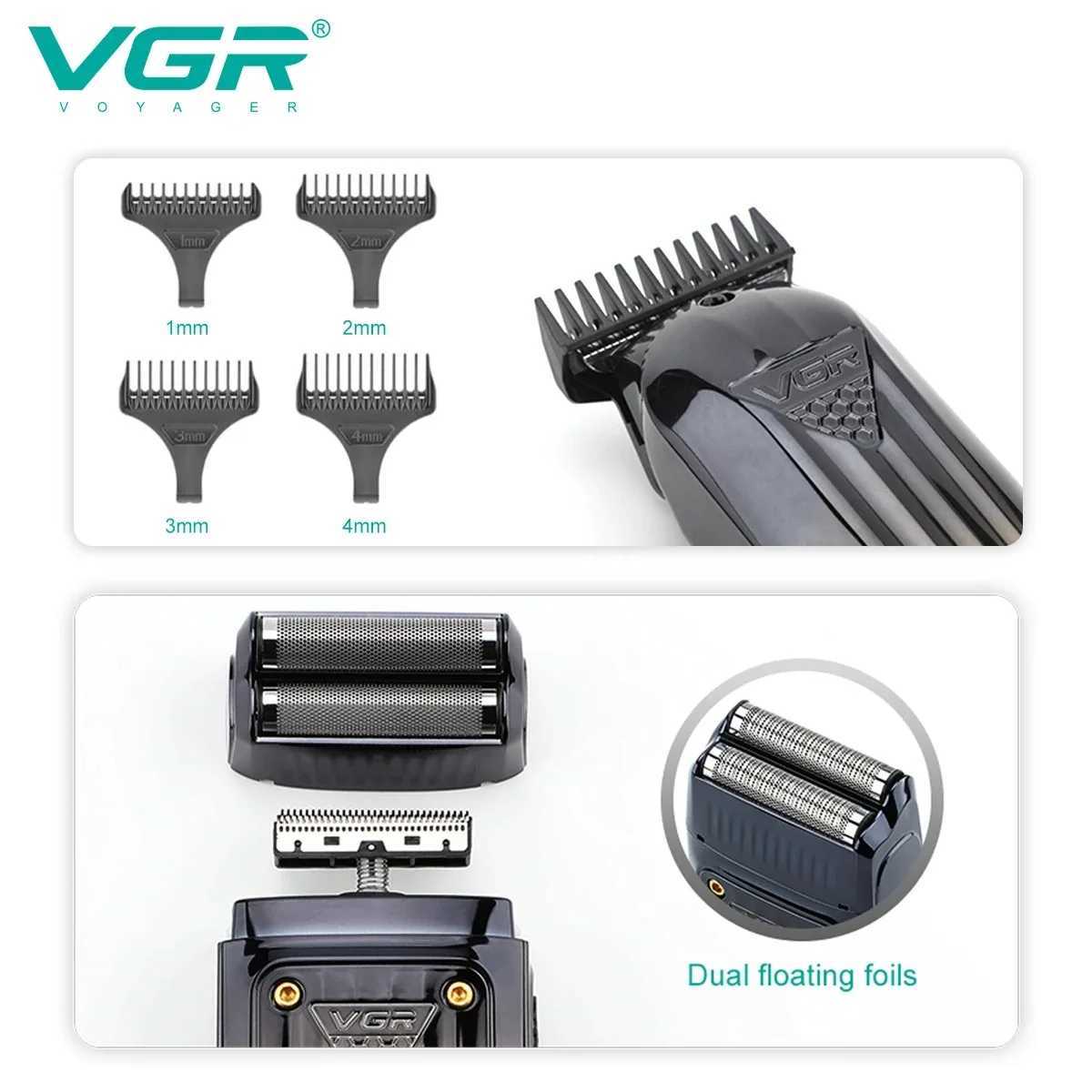VGR Hair Trimmer Professional Electric Shaver Adjustable Trimmer Barber Clippers Beard Trimmer Razors Foil Shaver for Men V-644 L251124
