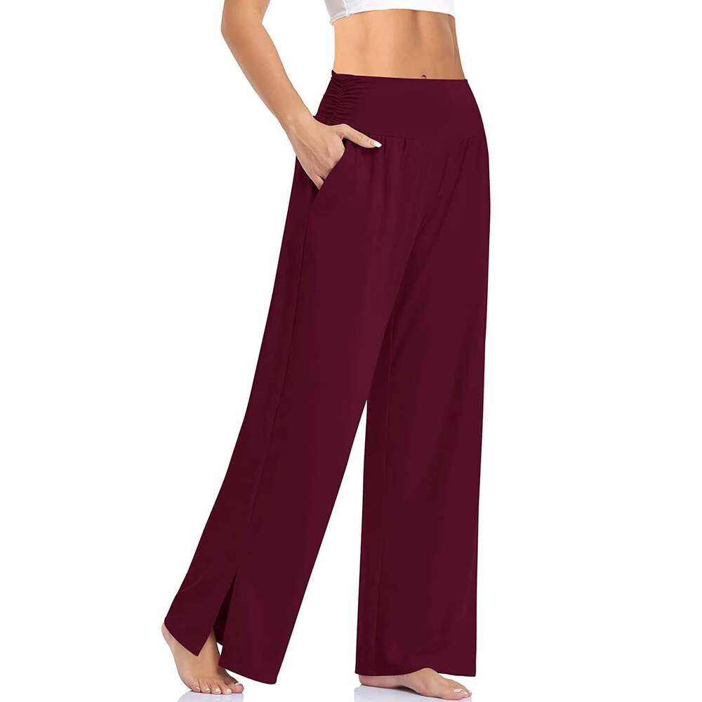 Women Yoga Casual Summer Wide Leg High Waist Fiess Long Trousers Exercise Running Jogging Female Sports Flare Pants