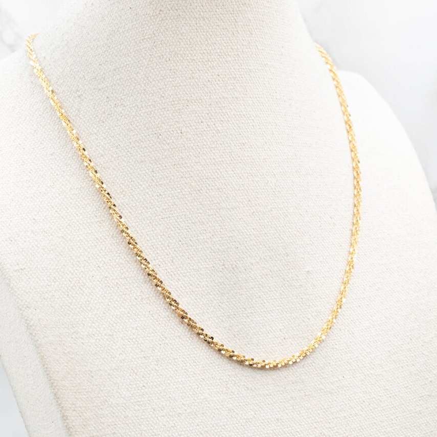 Vintage 925 Sterling Silver Margarita Chain Sparkling Twisted Rope Fancy Chain Necklace