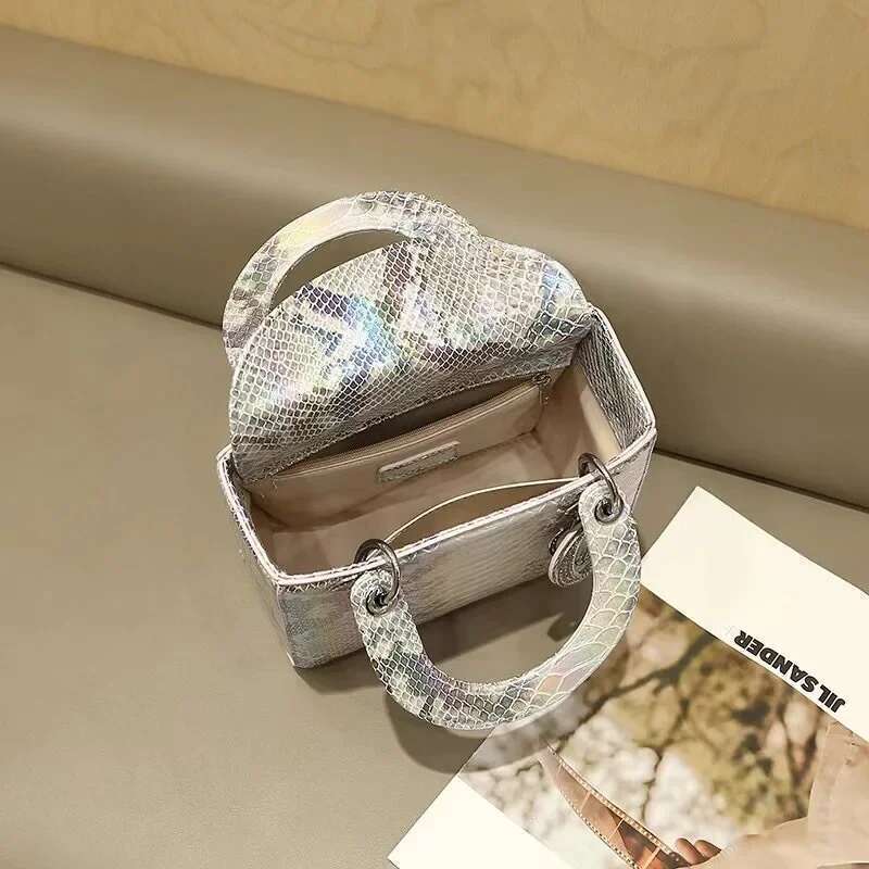2024 New Fashionable Genuine Crocodile Snake Pattern Soft Leather Handbag Women's Small Wedding Crossbody Bag