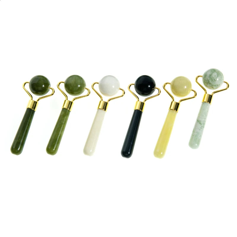 Natural Jade Ball Face Roller Gua Sha Scraper Massager Facial Eye Beauty Massager Roller Face Wrinkle Remover Skin Care 250423