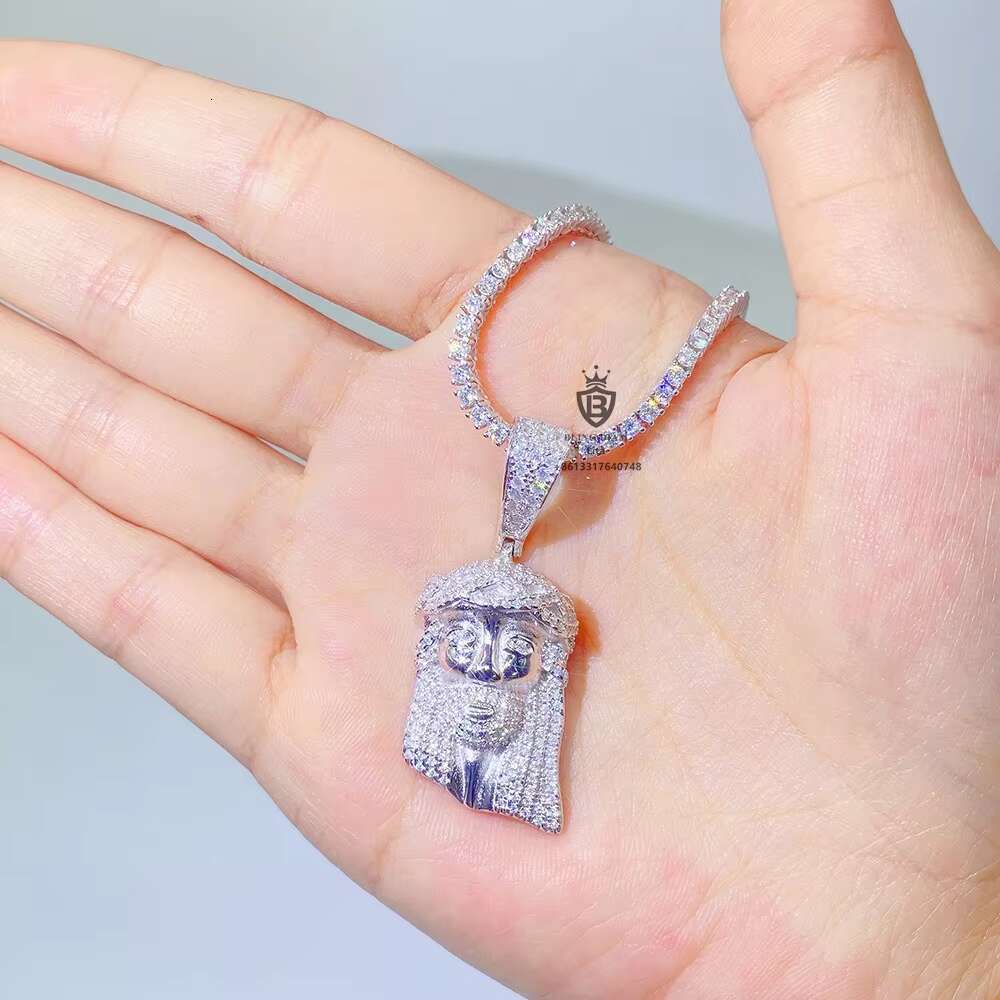 Fashion Jewelry Wholesale Price Mens Hip Hop Jesus Face Moissanite Charm Gold Plated Pendant for Necklace
