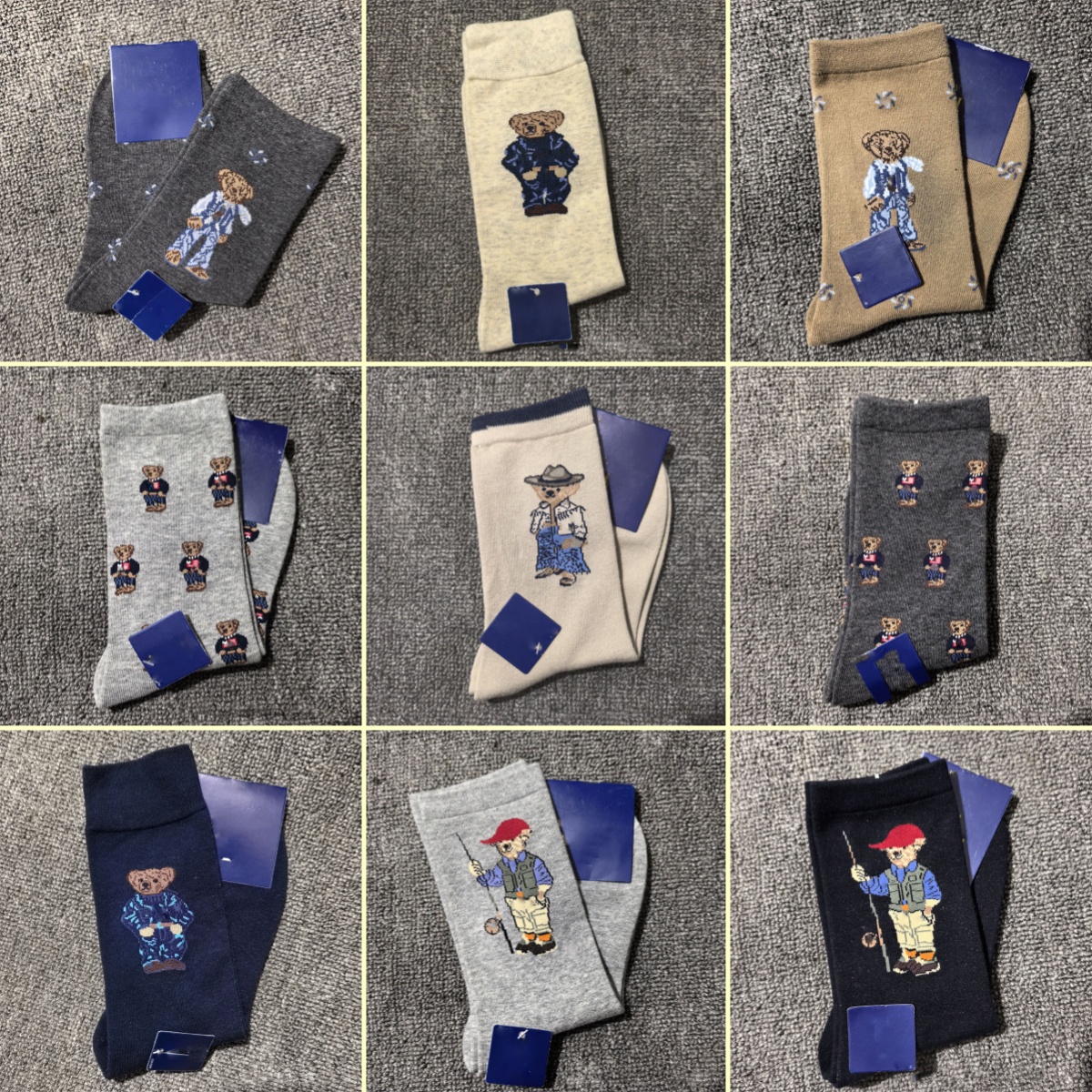 Men Socks Bear Embr… - image