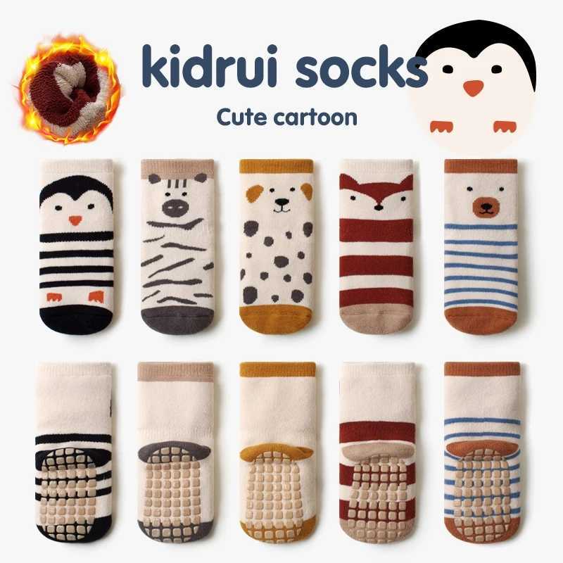 3 Pairs Cute Animal Pattern Baby Ankle Socks Winter Autumn Thicken Warm Soft Skin-friendy Comfortable Anti-slip Design Socks G251124