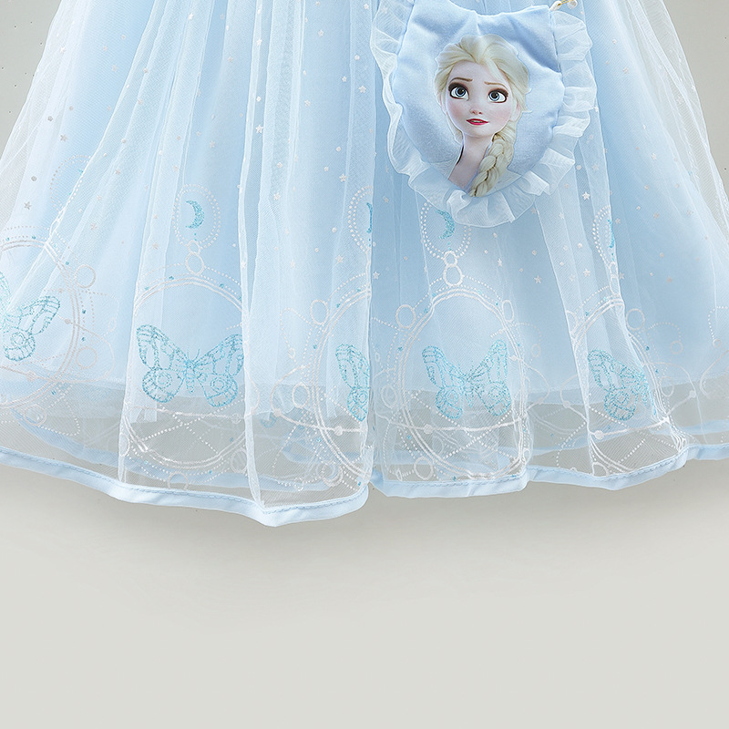 Disney Children's Apparel Princess Skirt Beach Dress Birthday Dress Children's Designer Apparel "Frozen" Mesh Dress Baby Short Sle