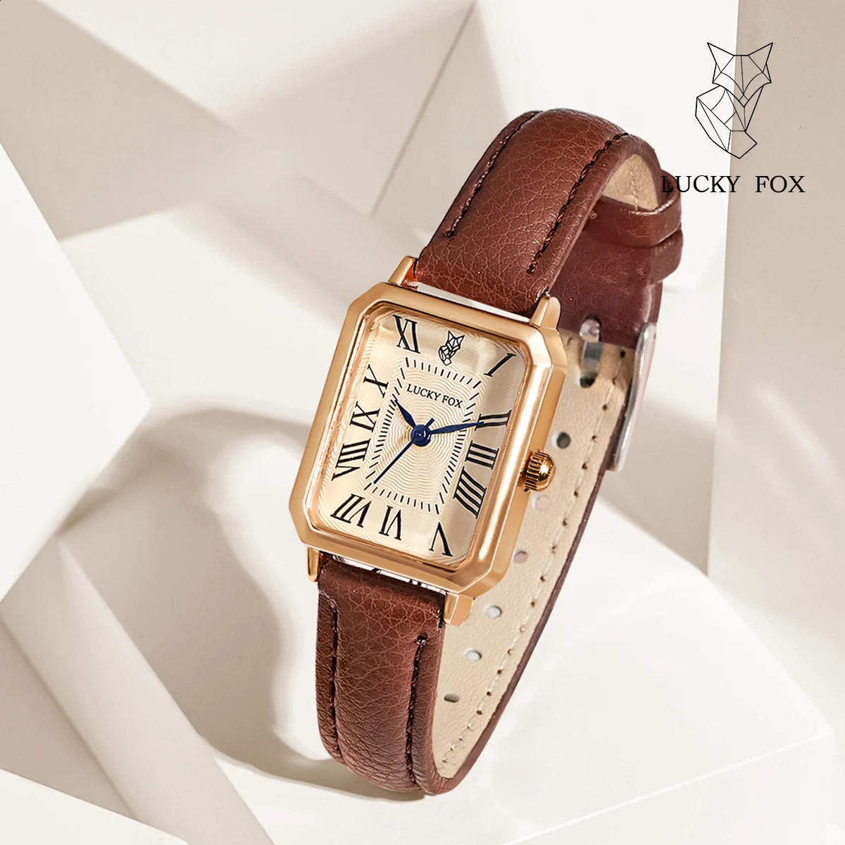 Fashionable retro digital dial casual watch square leather strap fashionable quartz 250417