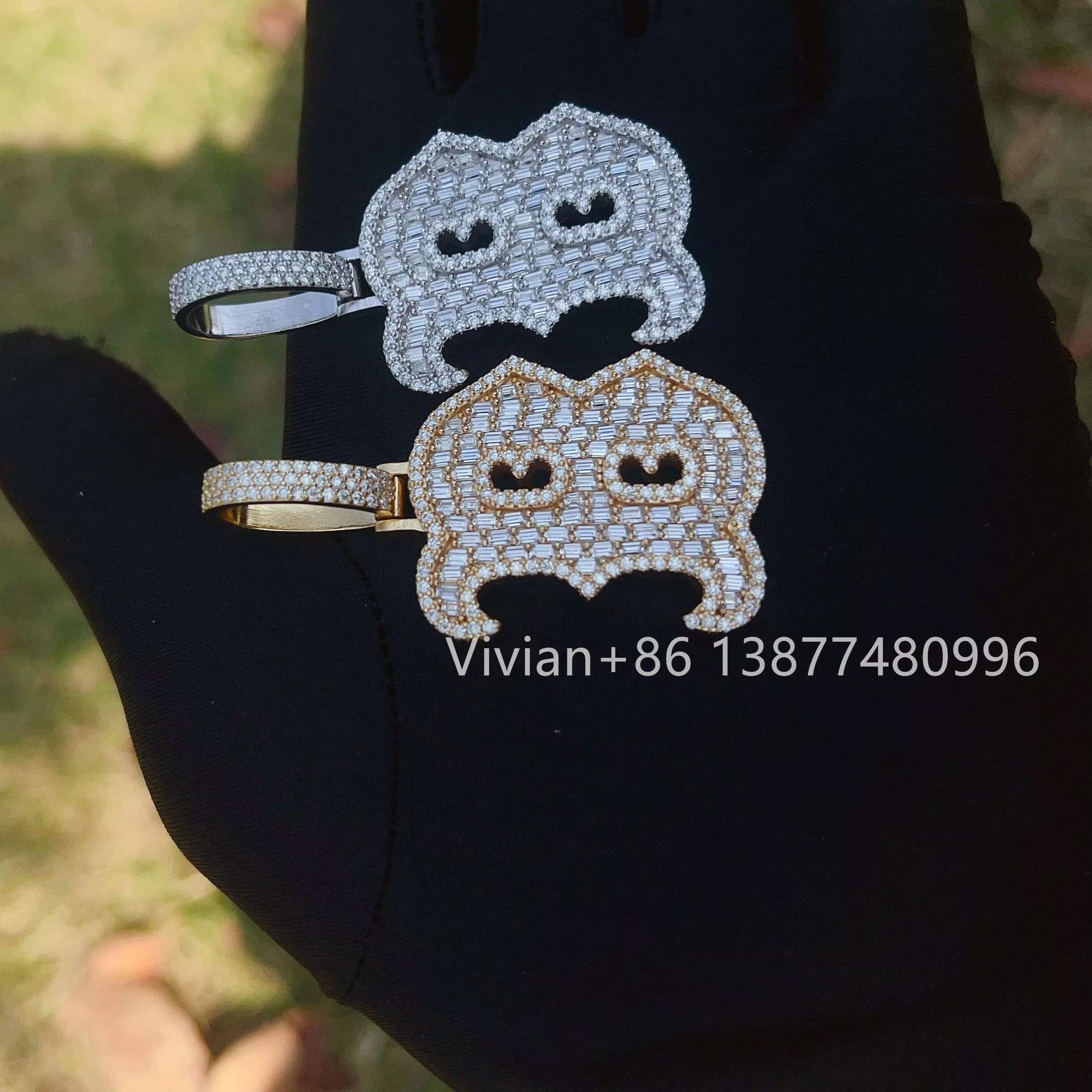 Popular Gold Plated 925 Sterling Silver Cross Diamond Vvs Moissanite Necklace Pendant