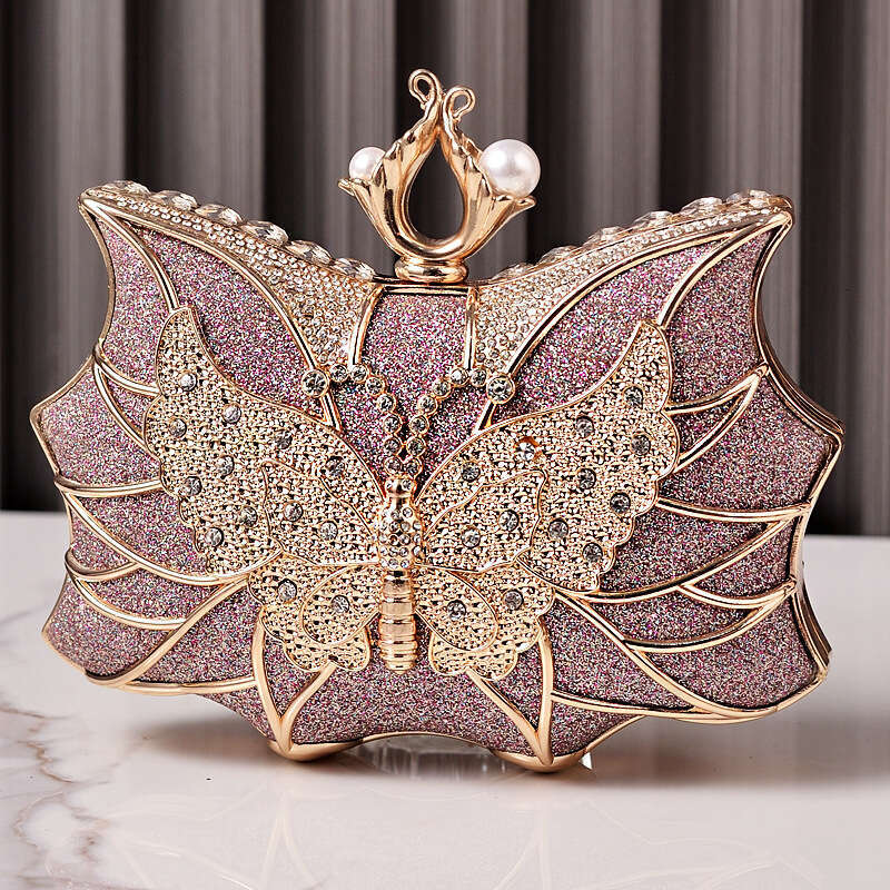 Dinner Bag Luxury Banquet Hollow Butterfly Party Bridal Wedding Handbag Fashionable Women S Bag KQ