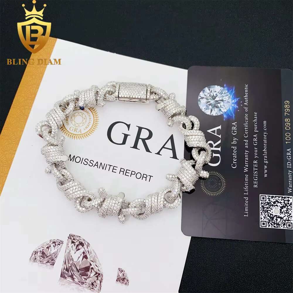 Fashion Style Luxury Design Jewelry 925 Sterling Silver Gold Plated VVS Moissanite Cuban Link Chain Bracelets