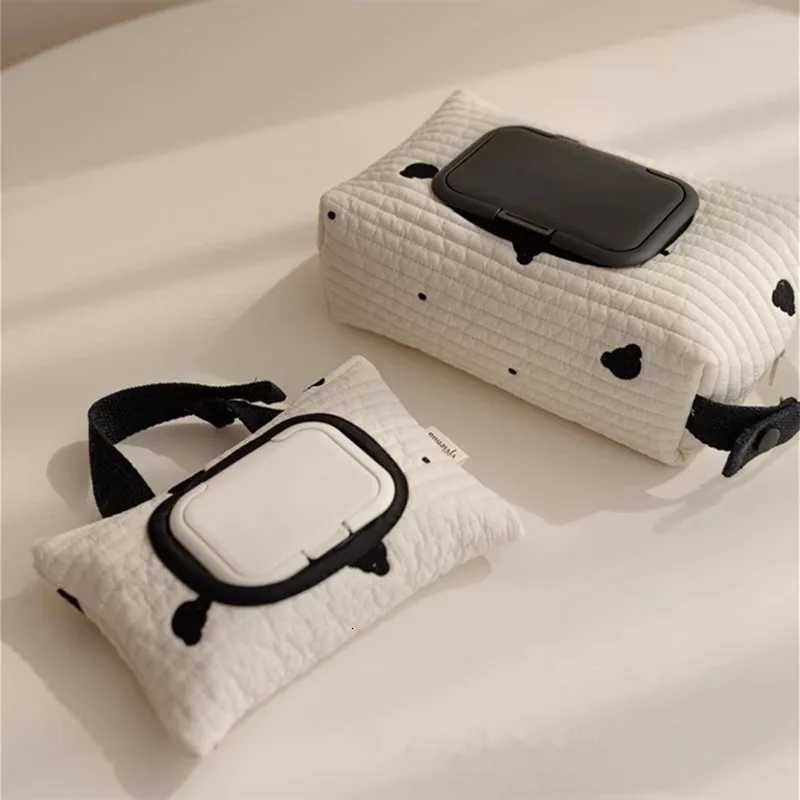 INS Embroidery Bear Tissue Paper Storage Bag Removable Wet Wipes Case Car Hanging Tissue Bag Baby Stroller Napkins Papers HolderM251124