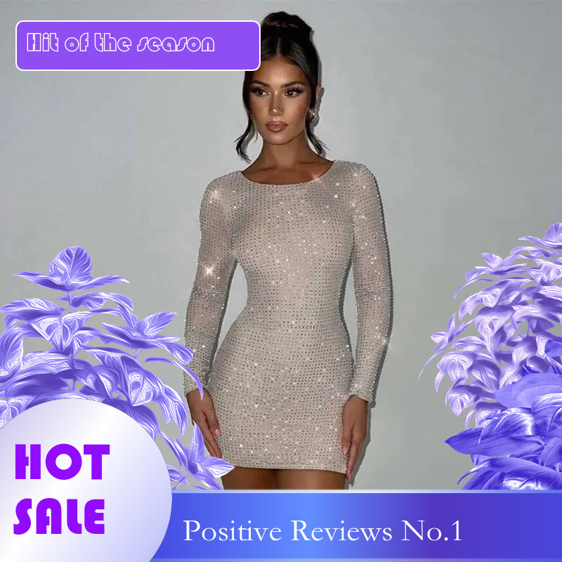 Dongdumaoyi Townlike Hot Diamonds Nightclub Sexy Party Dress Women Mini Autumn Winter Slim Bodycon Dresses