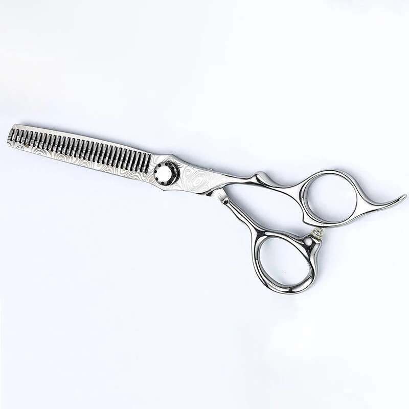 Professional Hairdresser Scissors Set 6 Inch 440C Damascus Pattern Flat Thin Salon Use Hair Cutting Tools Kit