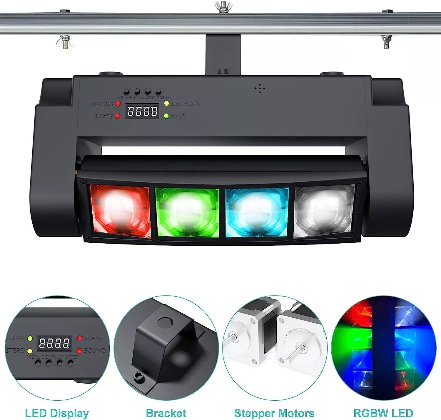80W 8 LEDs Spider Moving Head Stage Lighting Beam DMX Disco Party DJ Light RGBW