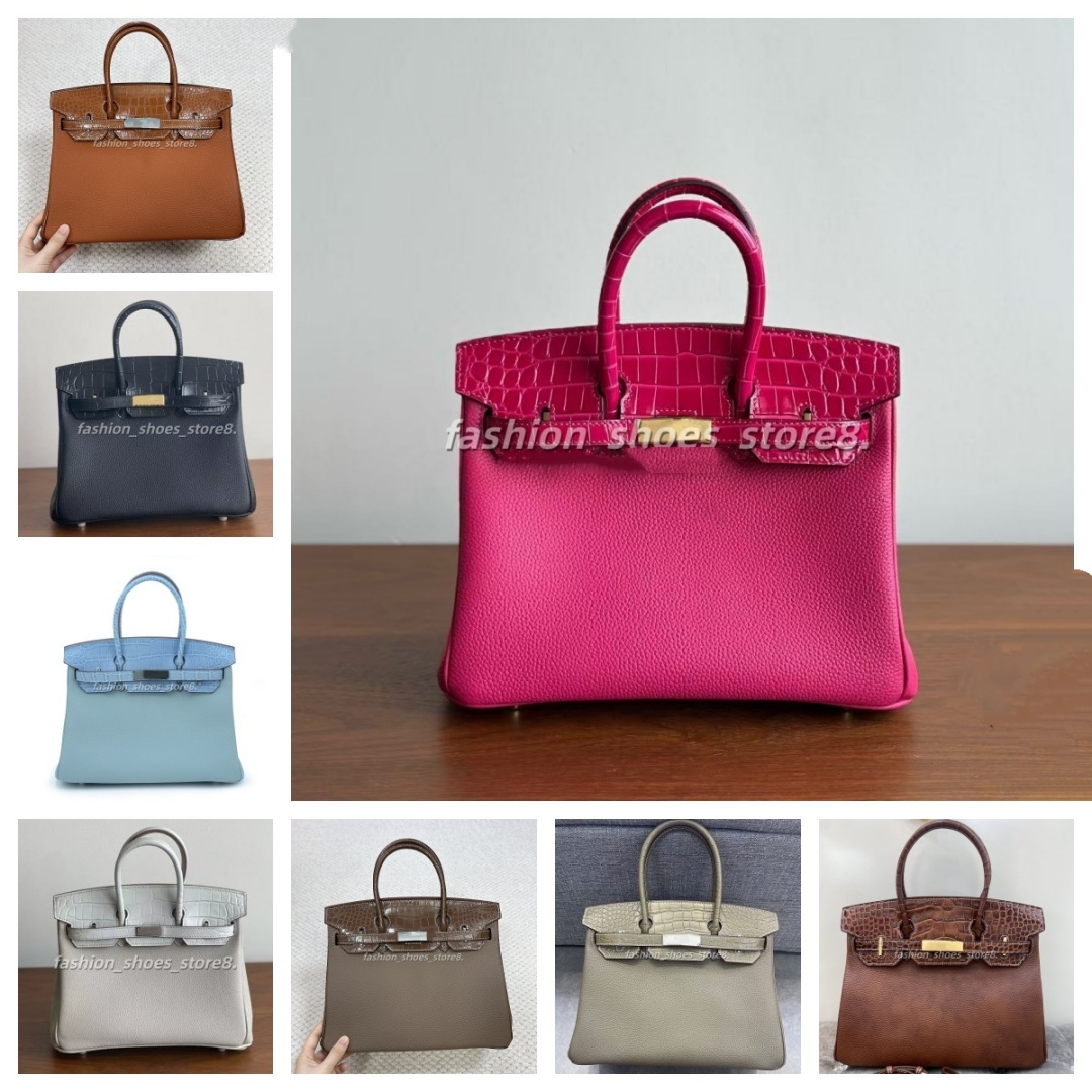 Designer Bags Togo Series Touch Handbag Splicing Crocodile Skin Handswen Genuine Leather Large Capcity 25CM 30CM ghghhhh