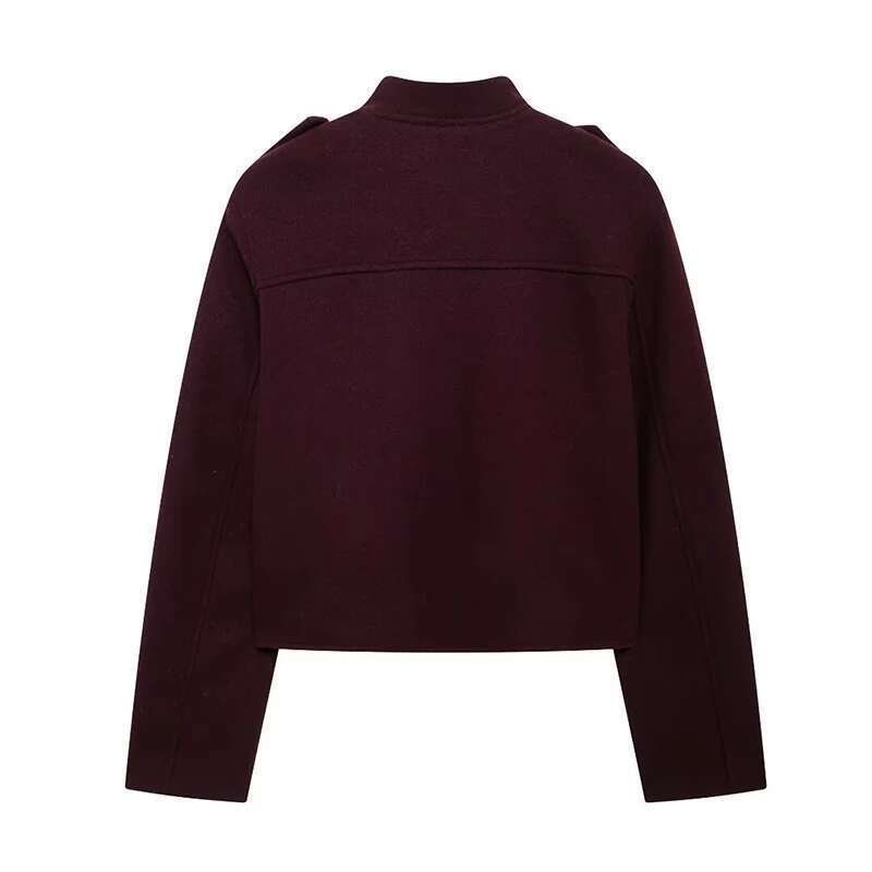 Designer Clothes Willshela Women Fashion With Pockets Wine Red Single Breasted Jackets Vintage O-Neck Long Sleeves Female Chic Lady Outfits