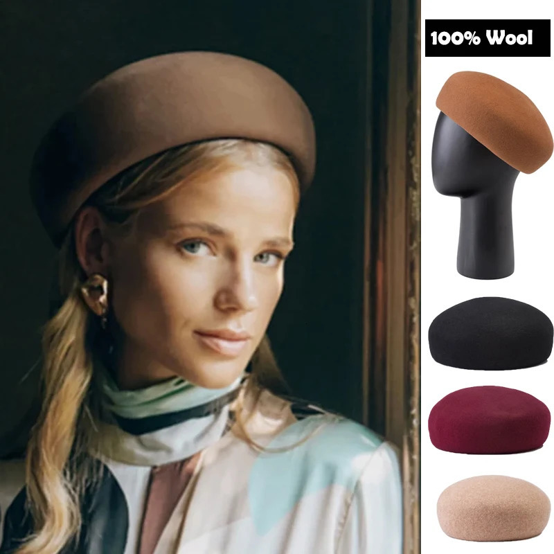 Autumn Winter 100 Wool Felt Blocked Beret Women Bread Pumpkin Berets Men Ladies Painter Pillbox hat 251121