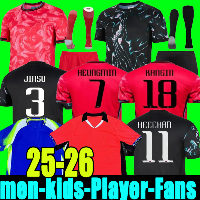 25 26 South Korea Soccer Jersey New HEUNG-MIN SON KANG IN LEE National Team Football Shirt Men Kids Kit Set Home Away Men Uniform Red Black Fan Player Version S-4XL