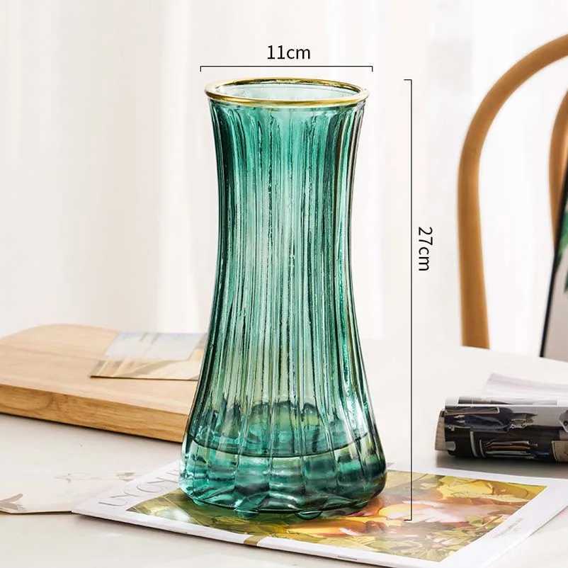 Gold Transparent Glass Vase Living Room Flower Decoration Creative Water Vase Light Luxury C251124