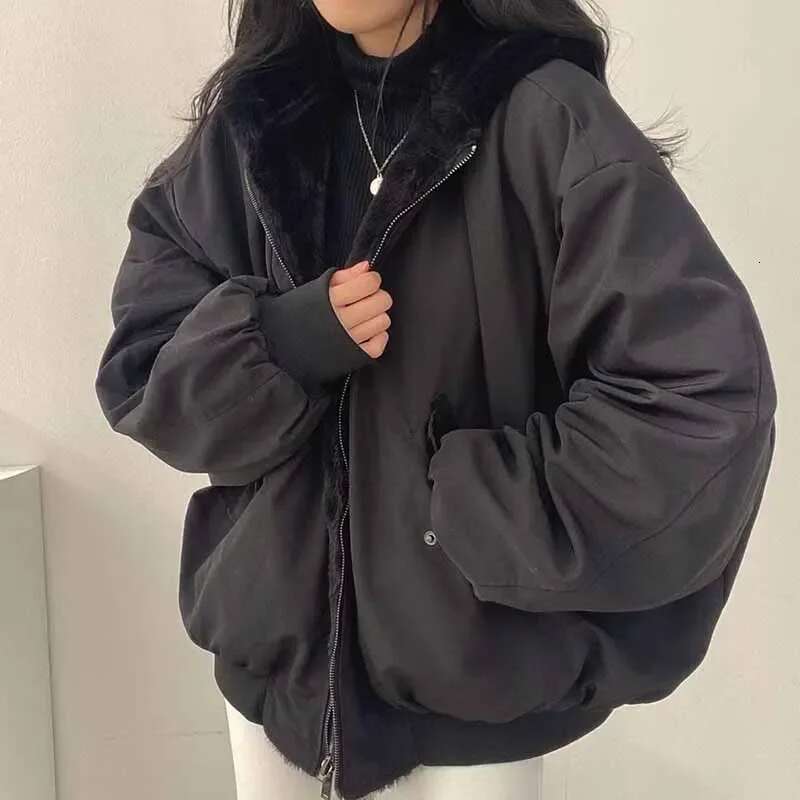 Designer Clothes Smvp Winter Thicken Warm Parkas Women Fashion Double Sided Hooded Fleece Coat Ladies Korean Loose Long Sleeve Zip Up Jackets